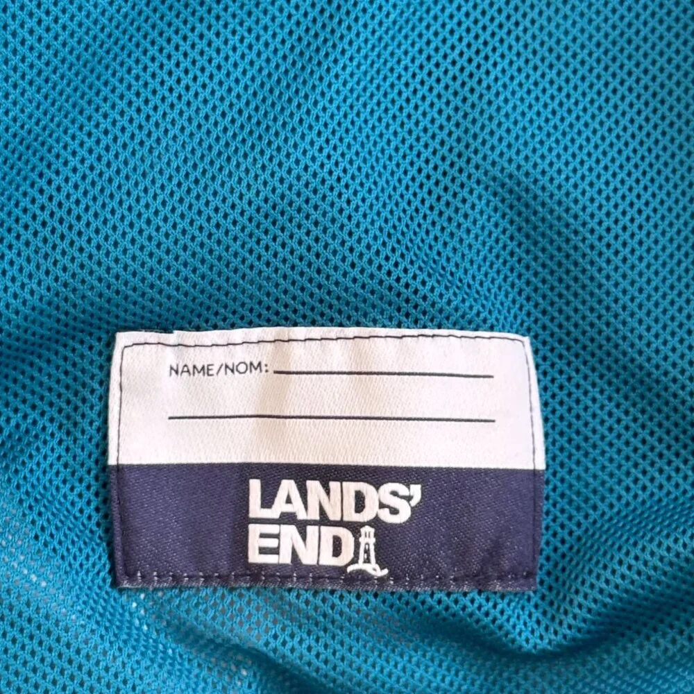 Lands End Kids Rain Jacket Waterproof Hooded XL 14 16 Teal Lightweight Coat - Picture 13 of 16